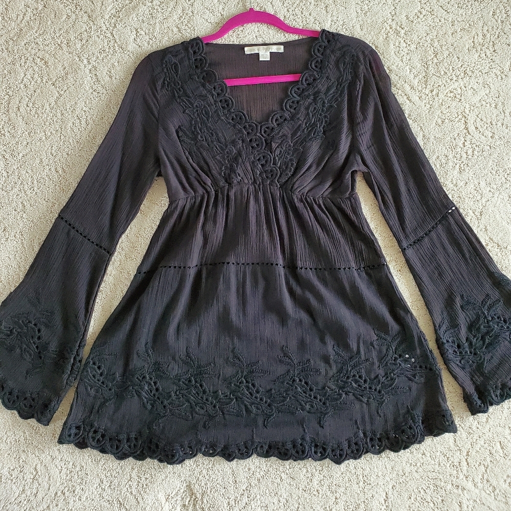 Black Eyelet Boho Tunic